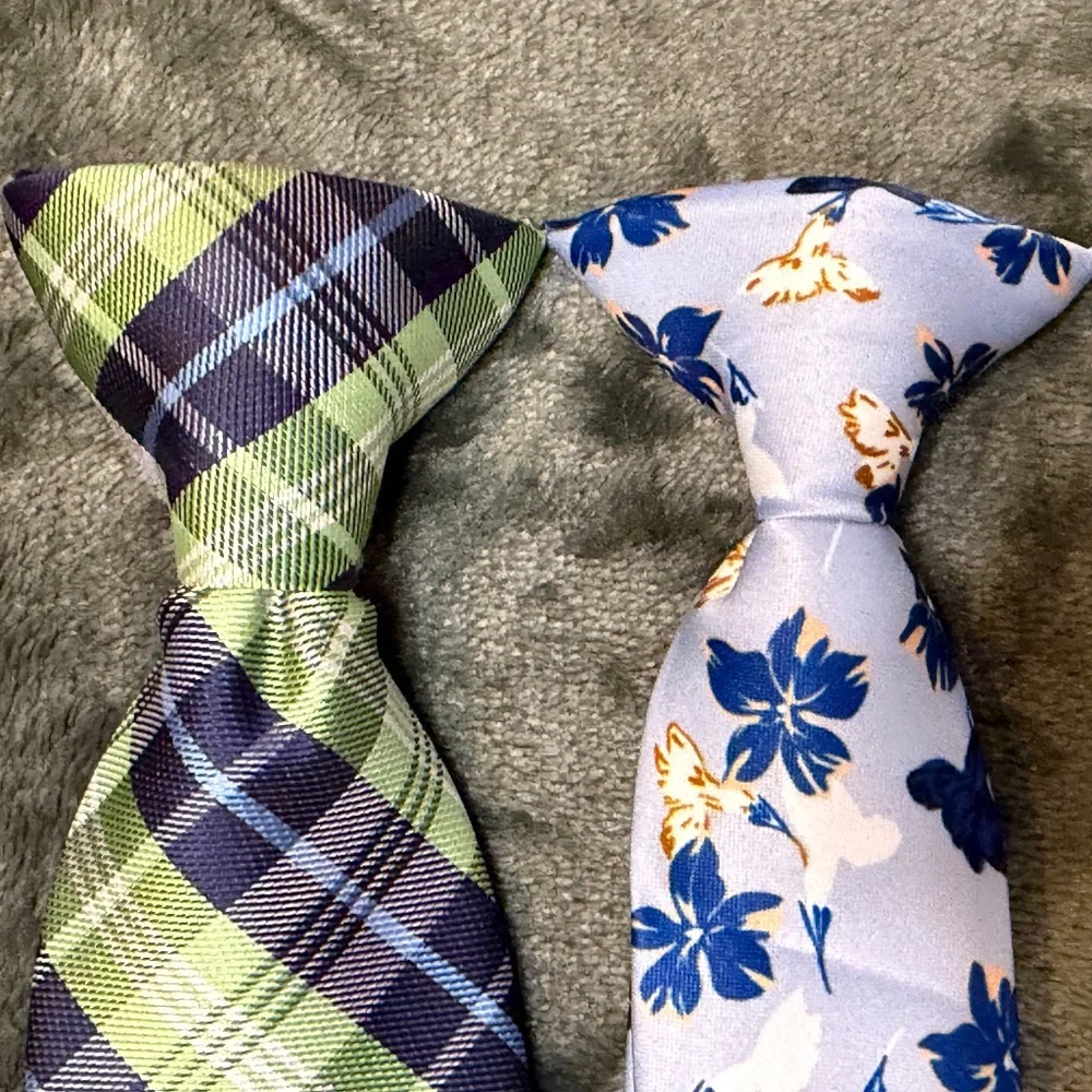 CHAPS Boys Ties - Blue/green and Light/drk blue floral